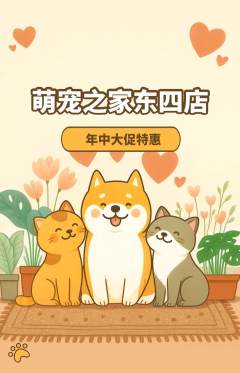 宠物店抢购单品抢购年中大促活动配图海报