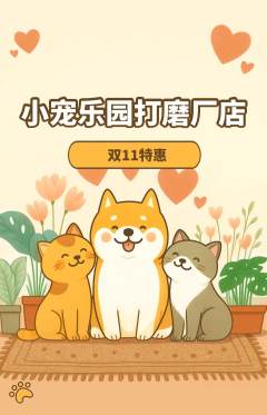 宠物店抢购单品抢购双11活动配图海报