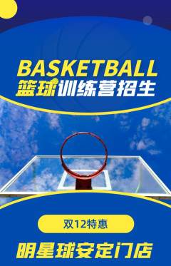 篮球馆抢购单品抢购双12活动配图海报