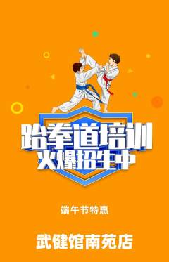 跆拳道抢购单品抢购端午节活动配图海报