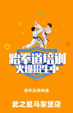 跆拳道抢购单品抢购周年庆典活动配图海报