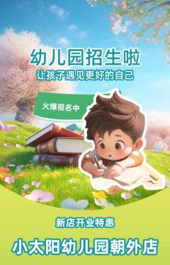 幼儿园抢购满血版新店开业活动配图海报