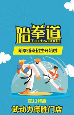 跆拳道抢购多单品抢购双11活动配图海报