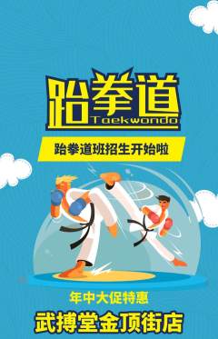 跆拳道抢购单品抢购年中大促活动配图海报