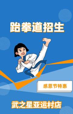 跆拳道抢购单品抢购感恩节活动配图海报