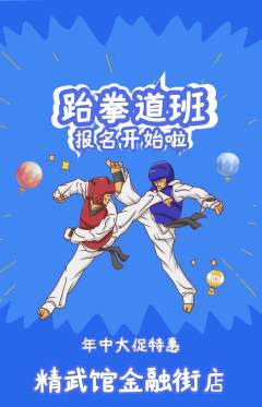 跆拳道抢购多单品抢购年中大促活动配图海报
