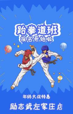 跆拳道抢购套组抢购年终大促活动配图海报