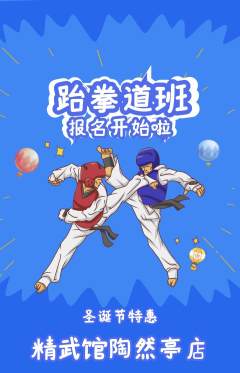跆拳道抢购套组抢购圣诞节活动配图海报