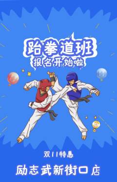 跆拳道抢购套组抢购双11活动配图海报