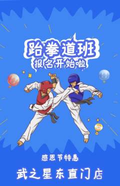 跆拳道抢购单品抢购感恩节活动配图海报