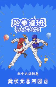 跆拳道抢购单品抢购年中大促活动配图海报