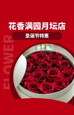 鲜花店抢购套组抢购圣诞节活动配图海报