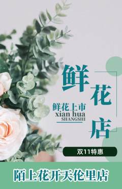 鲜花店抢购多单品抢购双11活动配图海报