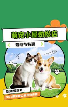 宠物店抢购满血版劳动节活动配图海报