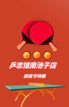 乒乓球馆抢购多单品抢购感恩节活动配图海报
