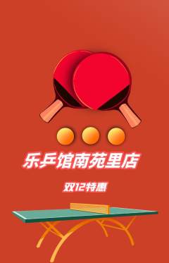 乒乓球馆抢购自选套组抢购双12活动配图海报