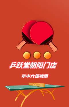 乒乓球馆抢购自选套组抢购年中大促活动配图海报