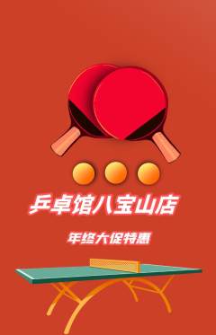 乒乓球馆抢购单品抢购年终大促活动配图海报