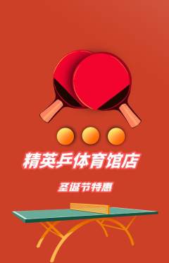 乒乓球馆抢购单品抢购圣诞节活动配图海报