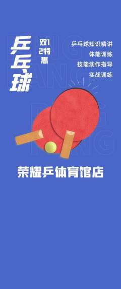 乒乓球馆抢购多单品抢购双12活动配图海报
