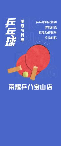 乒乓球馆抢购多单品抢购感恩节活动配图海报