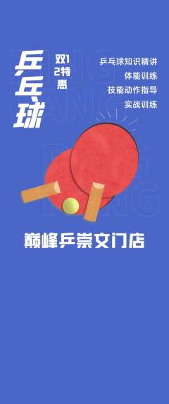 乒乓球馆抢购套组抢购双12活动配图海报