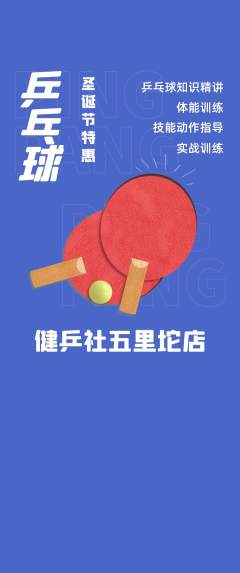 乒乓球馆抢购套组抢购圣诞节活动配图海报