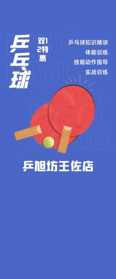 乒乓球馆抢购自选套组抢购双12活动配图海报