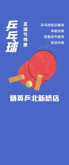 乒乓球馆抢购自选套组抢购圣诞节活动配图海报