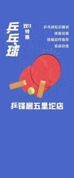 乒乓球馆抢购自选套组抢购双11活动配图海报