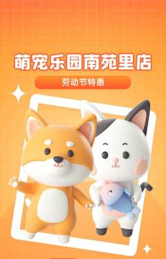 宠物店抢购多单品抢购劳动节活动配图海报
