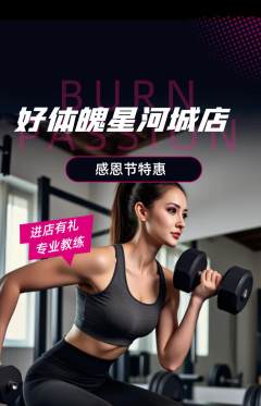 健身馆抢购单品抢购感恩节活动配图海报