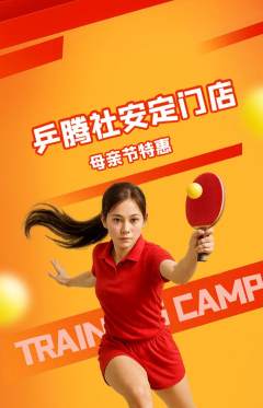乒乓球馆抢购单品抢购母亲节活动配图海报