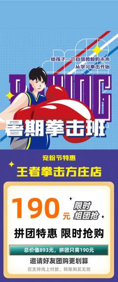 拳击格斗拼团价格阶梯团宠粉节活动配图海报