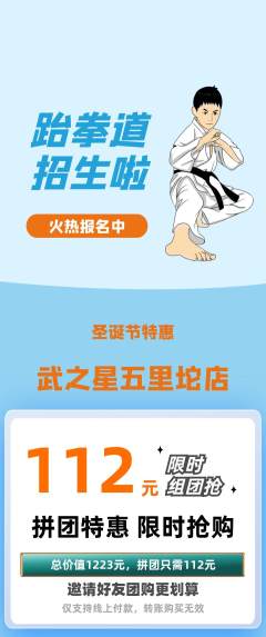 跆拳道拼团商品阶梯团圣诞节活动配图海报