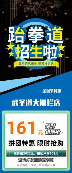 跆拳道拼团无阶梯团圣诞节活动配图海报