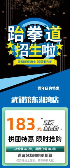 跆拳道拼团无阶梯团周年庆典活动配图海报